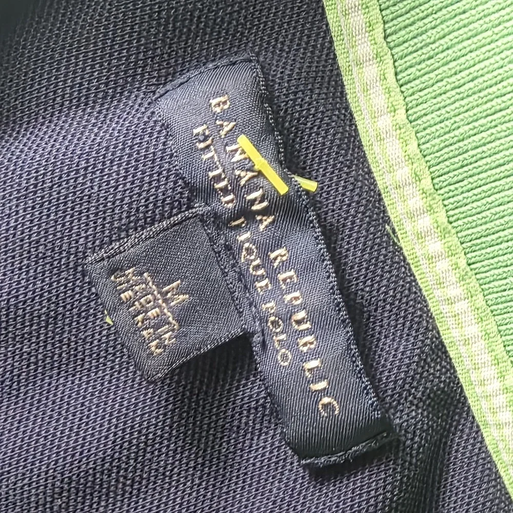Banana Republic Fitted Pink Polo Green Short Sleeve Elephant Logo Medium 752